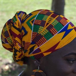 SOLD - African Headwrap - Kente pattern